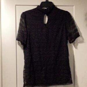 NWT Per Seption Size S lace floral black tulip top‎